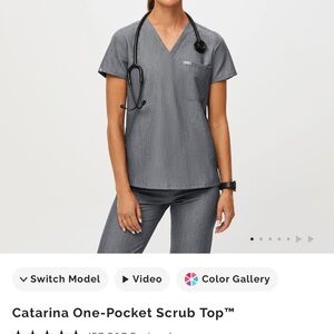 Catarina One-Pocket Scrub Top - Gray